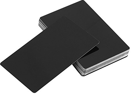 Akozon Placas Aluminio Grabado 50 Tarjetas de Visita Impresionantes de Metal, grabadas con láser, 5 Colores (Negro)