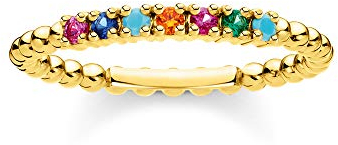 THOMAS SABO Ring Kugeln farbige Steine gold vergoldetes Silber TR2323-488-7-52