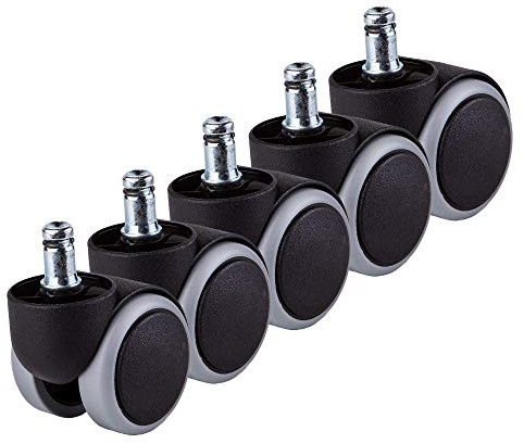 (5 Stück) 50 mm Gummistuhlräder Bürostuhl Rollen Ersatzräder Zwillingsrollen Schwenkräder Universalstiele Für Ersatzrollen Keine Kratzer Kurzer Stiel (5, Ø 11mm)
