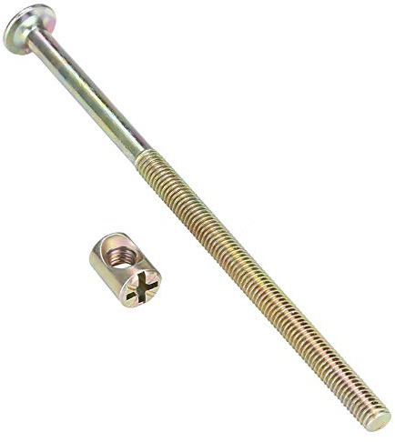 10 STÜCK M6 120 mm Schraube 120 mm Möbelschrauben mit Muttern, Möbelschrauben aus Kohlenstoffstahl Zylindermuttern Verbindungsverbinder zum Verbinden von Holz, Brettern, Küchenarbeitsplatten, Schränke