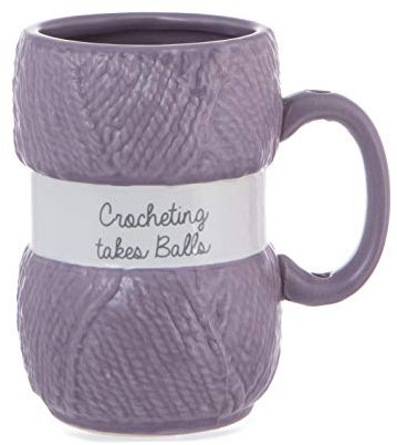 Boxer Gifts Crocheting Takes Balls Novelty Mug | Realistic Yarn Detailing | Funny Crochet Themed Gift for Her, Purple,8.2 x 8.2 x 12.5 cm; 410 Grams