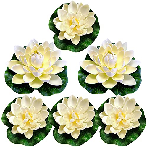Niaciswe Fiori Galleggianti per Piscina 6 Pezzi Fiore di Loto Piante Acquatiche per Laghetto Fiori di Loto Floating Flowers Ninfea Floating Plant le Ninfee Piante Galleggianti per Acquario Nozze