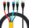SDBAUX Cavo Multi Caricabatterie 4 in 1, 3A/1.2M Cavo di Ricarica Rapida USB Universale con Connettori 2iP/Micro USB/Tipo C, per Telefono iOS, Android Galaxy, LG, Moto, Sony, Hoor View, Xiaomi, PS4