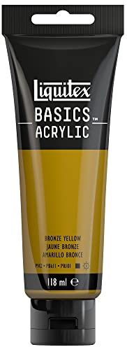 Liquitex 8870049 Basics Acrylfarbe Bronzegelb – 118ml Tube, lichtecht, mittlere Viskosität, seidenglänzend, monopigmentiert, Archivqualität