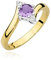 MARKO Damen-Goldring mit Amethyst 0,50Ct zusammen mit Diamanten verziert, 14 Karat Gold (585) | Goldring inklusive Box | Goldring für Frau (Amethyst, 56 (17.8))