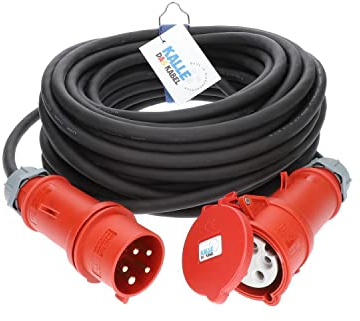 KALLE DAS KABEL CEE 400V Verlängerung Kraftstromkabel Starkstromkabel 32A H07RN-F 5G 6,0mm² mit Phasenwender 30 Meter