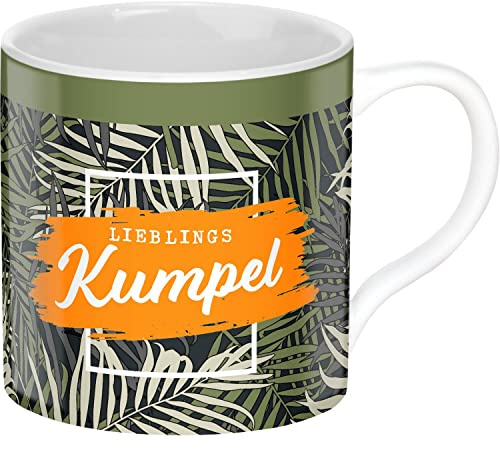 GRUSS & CO 47632 Tasse Kumpel, Porzellan, 45 cl, Dschungel-Print, Grün