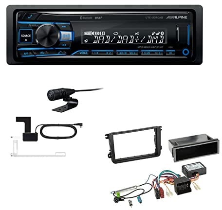 Alpine UTE-204DAB 1 DIN Autoradio DAB+ Bluetooth USB AUX-IN passend für Volkswagen VW Tiguan ab 2007 schwarz inkl Canbus