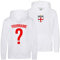 Purple Print House England Hoodys for Kids, England Flag Badge Custom Name and Number Hoodie, Football Personalised Retro Europe Summer 2022 Footy Gifts for Boys Girls, 12-13 Years, White
