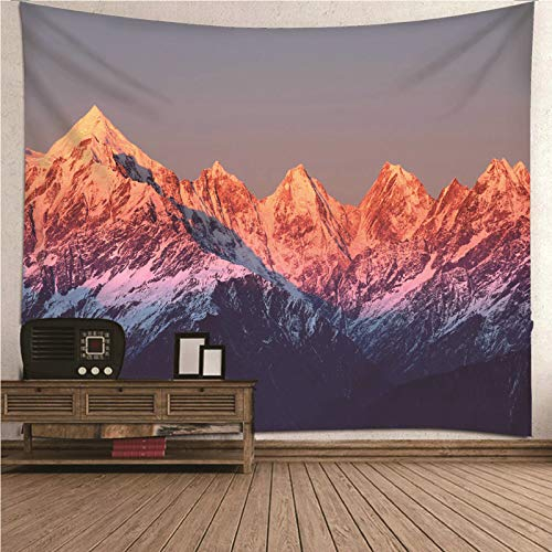 Banemi Whone Zimmer Teppich, Dekoration Schlafzimmer Teppich Weiß Grau Schneeberglandschaft Polyester Tapisserie Wanddeko für Schlafzimmer 150x130CM