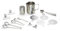 Echtwerk Kaffeezubehör-Set, 23-tlg, Milchschaumkännchen 600 ml, Kakaostreuer, 4x Espresso-, 4x Cappuccino-, 4x Latte Macchiato-Löffel, 4x Kaffeeclips, 4x Kaffeeschablonen, Kaffeemesslöffel, Silber