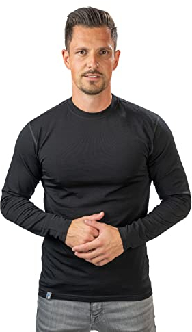ALPIN LOACKER CORESPUN Merino Langarmshirt Herren 150 g/m2, das leichte I Thermooberteil atmungsaktiv I Sport Funktionsshirt für Wandern und Outdoor Sport, Schwarz XL