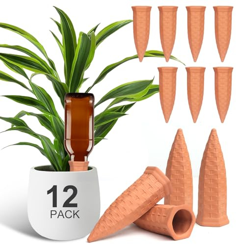 Baxrou Plant Self Watering Stakes 12 Pack Terracotta Watering Spikes