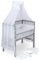 FabiMax Baby Beistellbett für Boxspringbett, TÜV geprüft 2022, inkl. Matratze und Komplett Set, Buche massiv grau, Air/graue Sterne auf weiß