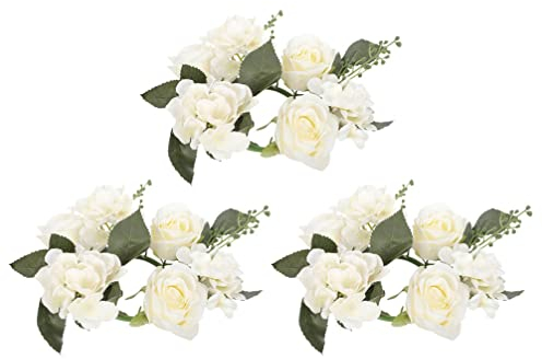 BESPORTBLE Blumenkerzenringe Kränze Künstliche Rose Kerzenkranz Für Säulenkerzen Frühling 3 Zoll/20 cm 3 Stück