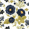 HEKO PANELS Stoff Oxford Wasserdichte Meterware Canvas-Stoff Polyester Stoff Zum Nähen Nähstoffe Möbelstoffe Dekostoffe Handwerken Wasserabweisend Blickdicht Rosen Schwarz 1 Meter 155 x 100 cm