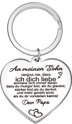 VU100 Schlüsselanhänger für Jungen Geschenk für Sohn lasergravierter Edelstahl Schlüsselanhänger Set inspirierende Zitate Schlüsselanhänger Geburtstagsgeschenk von Papa für Sohn für Sohn Junge