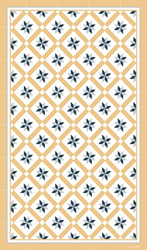 DobleUve Estudio Alfombra Vinílica Hidráulica 24 | Color Amarillo | 47x80 cm | Alfombra Cocina Lavable Antideslizante | Alfombra Vinilica | Suelo Vinílico | Alfombra Vinilo Salón