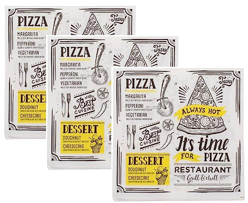 Servietten Tasty Pizza Time 3 x 20er Pack (33x33 cm) - Papierservietten, Tischdeko, Party, Grillparty