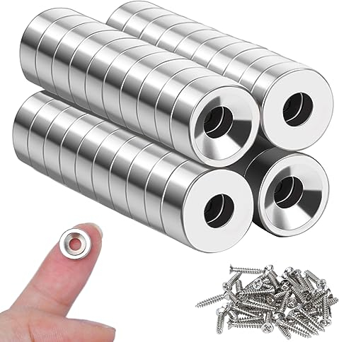 OCEUMAOA Neodym Magnete Mit Loch M3 Magnet zum Anschrauben Schrauben Magnete Groß Stark Rund 8x3mm 40 Stück Magneten für Magnettafel Küchenschrank Kühlschrank
