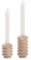 Portacandele in Pietra Travertino per Centrotavola da Tavolo, Decorazione Moderna in Marmo per Candele Spesse 1,9 cm, Set di 2 Pezzi, Beige