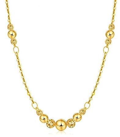AMDXD Echter Schmuck Halskette Gold 750 18 Karat, Halskette Damen Vintage Kugel Frauen Halsketten 45+5cm