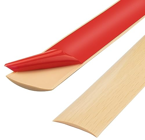 Tira de umbral de PVC de 100cm, tiras de transición de piso, tiras de cubierta de piso laminado, tira divisoria de puerta de piso autoadhesiva (4cm, 100cm-grano de arce)