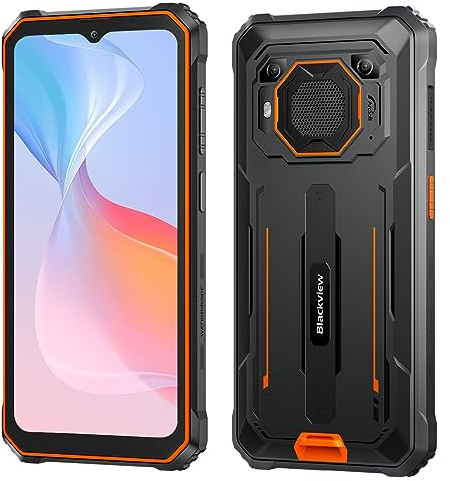 Outdoor Handy Ohne Vertrag Blackview BV6200 PRO, 13000mAh Akku, 8GB+128GB(1TB Erweiterung), 6,56'' HD+, ArcSoft® 13MP+8MP, Android 13 DUAL SIM IP68 MIL-STD-810H Wasserdichtes Smartphone,Orange