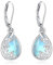 Eusense Mondstein Ohrringe 925 Sterling Silber Blume Wasser Tropfen Ohrringe für Frauen Mädchen