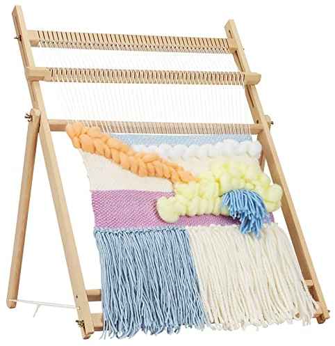 forestalk Webbein mit Ständer, hölzerne Multi-Craft-Weben-Webstuhlkunsthandwerk, extra-große Rahmen-Wandteppiche, DIY-handgestrickte Webmaschine für Anfänger Erwachsene und Kinder