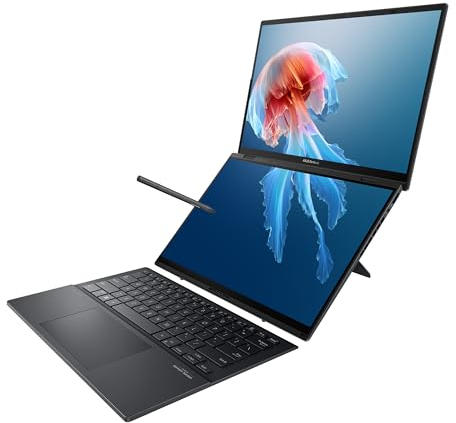 ASUS Zenbook Duo Laptop, Dual 14” OLED WUXGA Touch Display, Intel Evo Certified, Intel Core Ultra 7 CPU, Intel Arc Graphics, 16GB RAM, 1TB SSD, Windows 11,UX8406MA-DS76T, Inkwell Gray