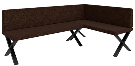 FURNISTAR Eckbank Akiko Metal X - Eckbankgruppe für Ihrem Esszimmer, Küche modern, Sitzecke, Essecke. Perfekt für Küche, Büro und Rezeption. Solide und Starke Verarbeitung. (196x128-Rechts-Inari28)