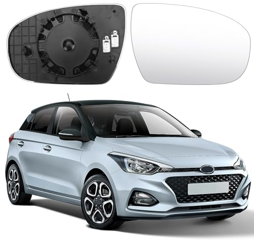 Cristal de Espejo Reemplazar para Hyundai i20 2014-2020, Retrovisor Exterior Ajustable Adecuado Lente de Marcha Atrá (Derecha)
