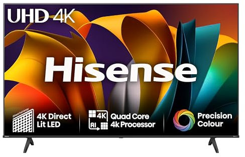 Hisense 75 Inch 4K Smart TV 75A6NTUK - Dolby Vision, Game Mode PLUS with 60Hz VRR ALLM, Smooth Motion, AI Sports Mode, Vidaa OS with Freely, Youtube, Netflix and Disney+ & Now TV (2024 Model)
