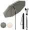 WOLTU Sombrilla de Jardin Ø 155 cm, Parasol Grande Ajustable de Altura y Angulo, Parasol para Playa, Terraza, Piscina, Mercado y Patio, Proteccion Contra UV, Gris Oscuro