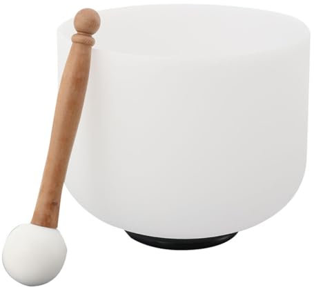 CDZHLTG 432 Hz G Note Crystal Singing Bowl 8 Inch Root Chakra Singing Bowl Crystal Bowl Frosted Quartz For Sound Healing and Therapy Meditation, White