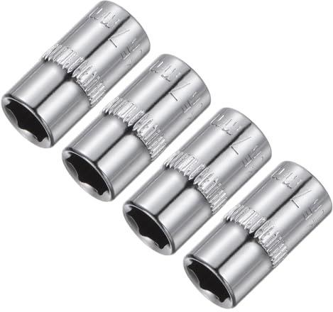 QUARKZMAN 4 Piezas de Vaso Superficial de 6 Puntos de 7mm, de 1/4 de Pulgada de Accionamiento, Métrico, de Acero con Recubrimiento de Cromo