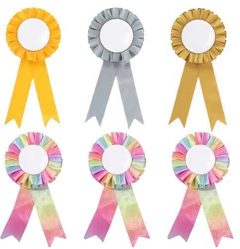 NATOSU Hobby Horse, Rosetten für Gewinner, 6 Schleifen in Gold, Silber und Regenbogen für Pferdezubehör
