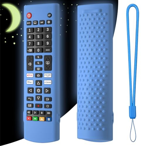 Funda protectora de silicona para mando a distancia LG AKB75095307 AKB75375604 AKB74915305 AKB75095302 AKB73715601 AKB Series TV Stick funda antideslizante con cordón (azul luminoso)