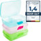Brotdose Kinder mit Fächern, 3er Set Brotdosen, Lunchbox ohne BPA für Kinder, Frühstücksbox Brotzeitbox mit 3 Trennfächern und Clickverschluss, 100% recycelbar, Farben: Grün, Blau, Rosa, Modell: Anne