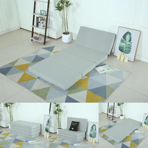 Matelas en mousse haute densité à trois plis pour dormir, 8/10 cm d'épaisseur, lit simple/double/grand lit/king size, matelas futon pliable portable (blanc, 60 x 200 x 10 cm)