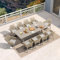 PURPLE LEAF Rivera Gartenmöbel Set 11-TLG PE Rattan Gartenmöbel Sitzgruppe Set 10 Stühle mit Tisch, Terrassenmöbel Außen Garten Essgruppe für 10 Personen, Champagner