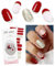 JMEOWIO Gel Nail Stickers Red Silver Glitter French Tip Christmas Semi Cured Gel Nail Strips Wraps UV/LED Nails Art Design Decoration Accessories