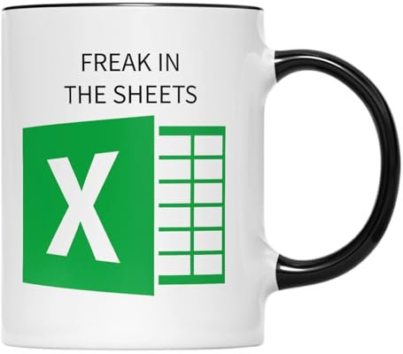 Willow Gifts Freak in The Sheets Black Handle Mug Tea Coffee Cup - Funny Joke Pun Humour Excel Spreadsheet Computer Geek Nerd IT Kitchen Present Gift (Black Handle)