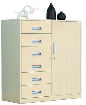 Büroschrank Schrank mit 6 Schubladen, for den Haushalt, multifunktionaler Aufbewahrungsschrank, Metall-Datendatei-Organizer, Büro-Aktenschrank Dokumentenschrank(Beige)