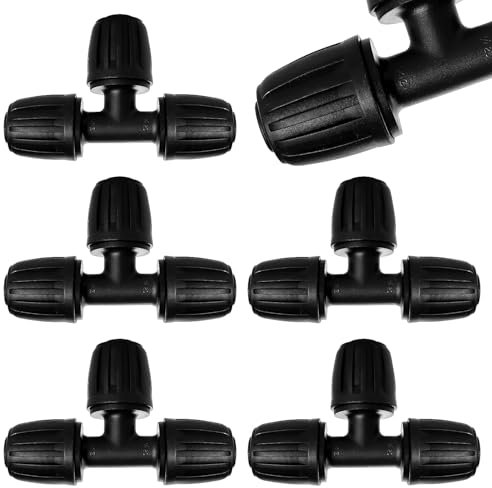 VooGenzek 5 Pezzi 20mm Raccordi per Irrigazione, Connettori a T con Spinato Irrigazione a Goccia, Adattatore per Irrigazione a Goccia, Drip Tubing Connettori Spinati, per Prato, Giardin