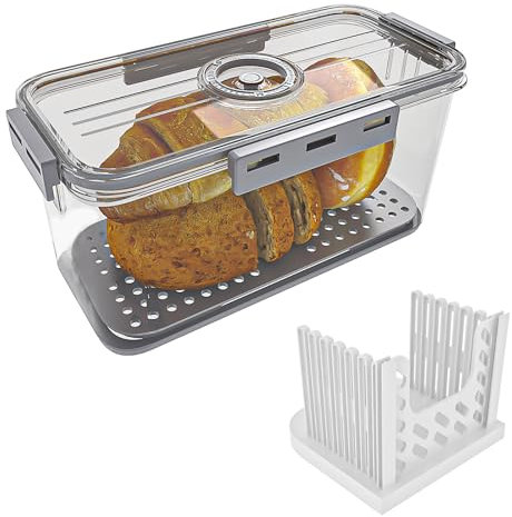 Bread Box and Slicer, Upgrade Breads Slicer for Homemade Breads, Large Bread Box Airtight with Lid and Time Recording Function, Bread Container for Homemade Bread, Cookies, Bagel, Donut and Toast