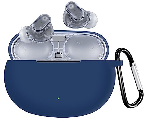 KANOYO Silicone Cover Compatible with Beats Studio Buds +/Buds,Full Body Protection Case,Supports Wireless Charging,Shock Resistant with Beats Studio Buds +/Buds Case,With Carabiner (Blue)