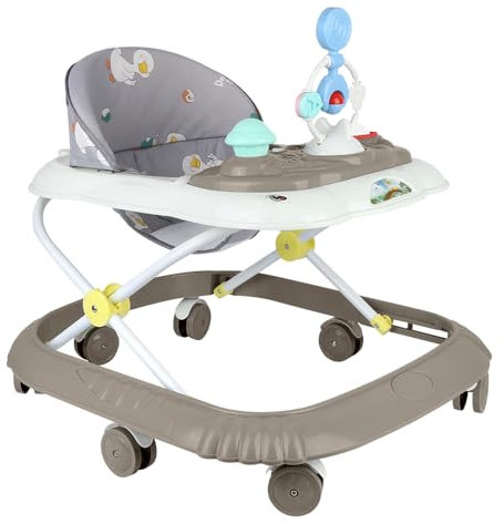 Trotteur Bébé 5 en 1, Trotteur pour Bébé Pliable Réglables, Tapis de Trampoline Amovible, Chariot de Marche Bebe avec Centre de Jeux, Baby Walker à Partir de 6 Mois, 67 * 72 * 92cm-Kaki(B)