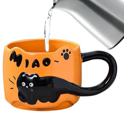Taza con gato - Taza apilable de dibujos animados, desayuno con animales | Divertido decorativo de cerámica para animales, café y té, vajilla, para exponer en el